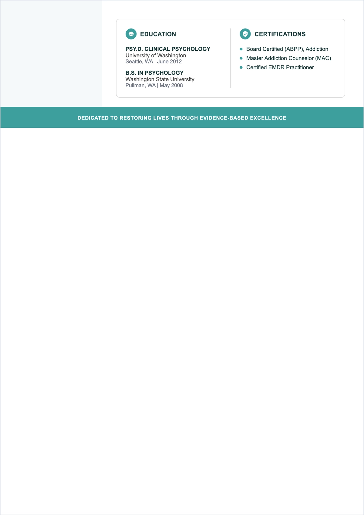 Free Addiction Psychologist ATS Resume Template, AI Resume Builder