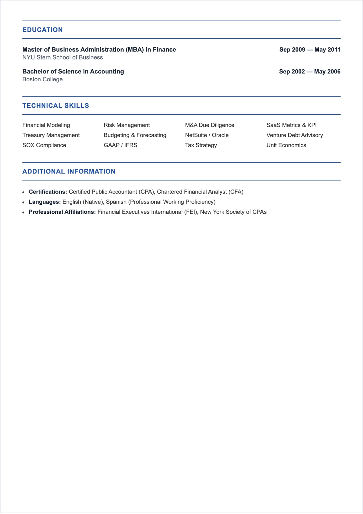 Free Finance Freelancer ATS Resume Template, AI Resume Builder