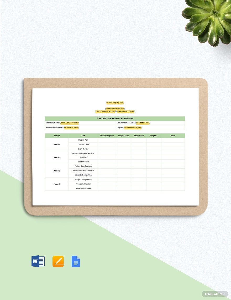 IT Project Management Timeline Template