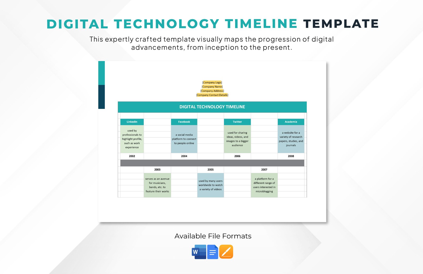 Digital Technology Timeline Template