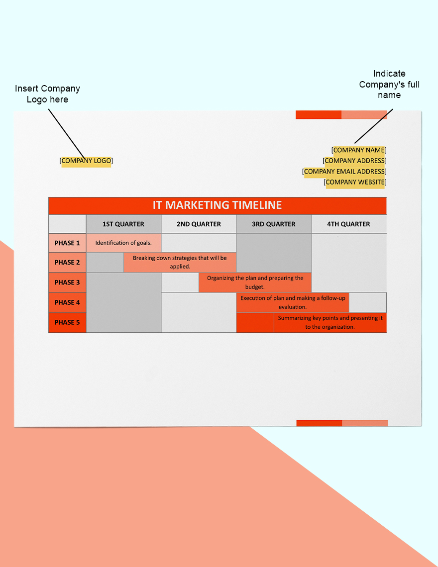 IT Marketing Timeline Template