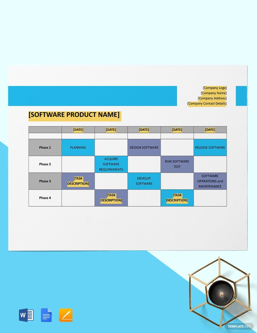 Software Product Release Timeline Template
