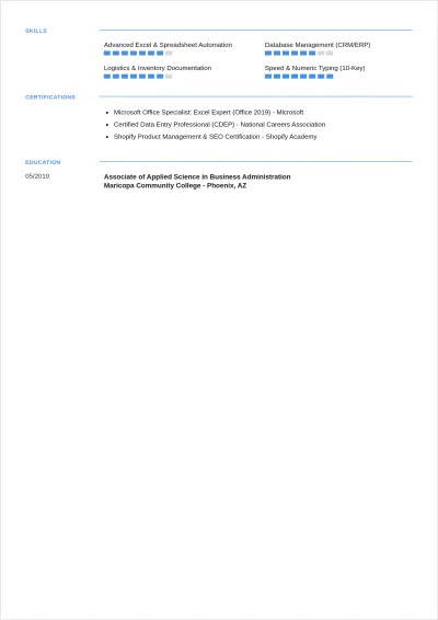 Free Data Entry Freelancer ATS Resume Template, AI Resume Builder