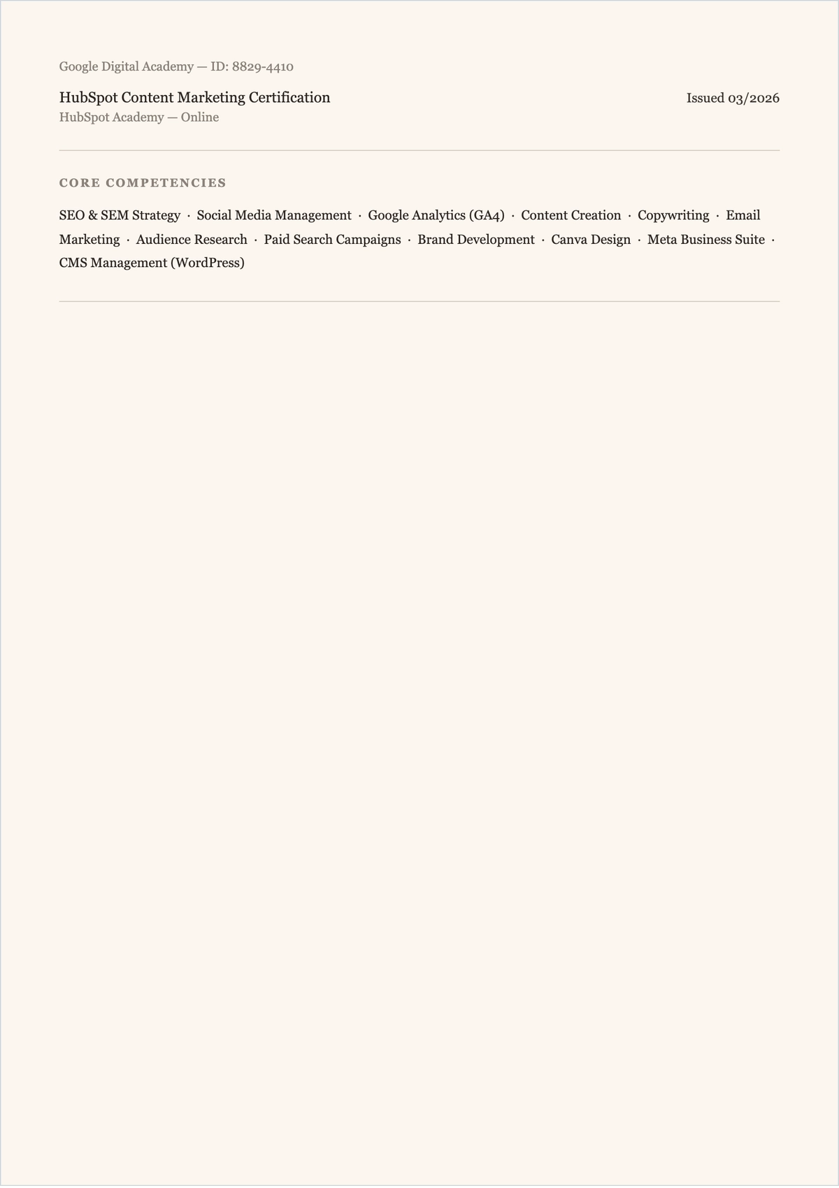 Free Freelancer ATS Resume with No Experience Template