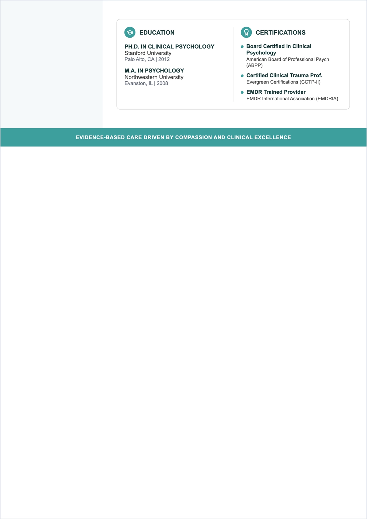 Free License Psychologist ATS Resume Template, AI Resume Builder