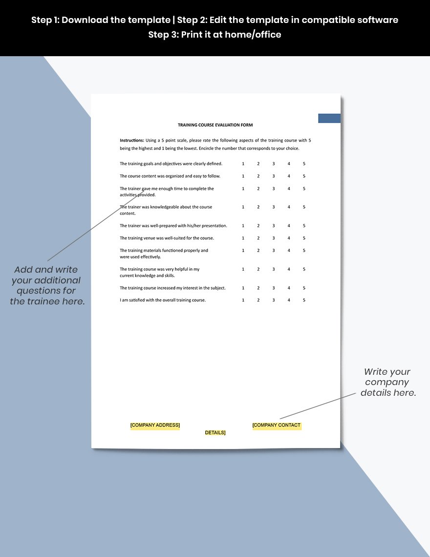 Training Course Evaluation Form Template