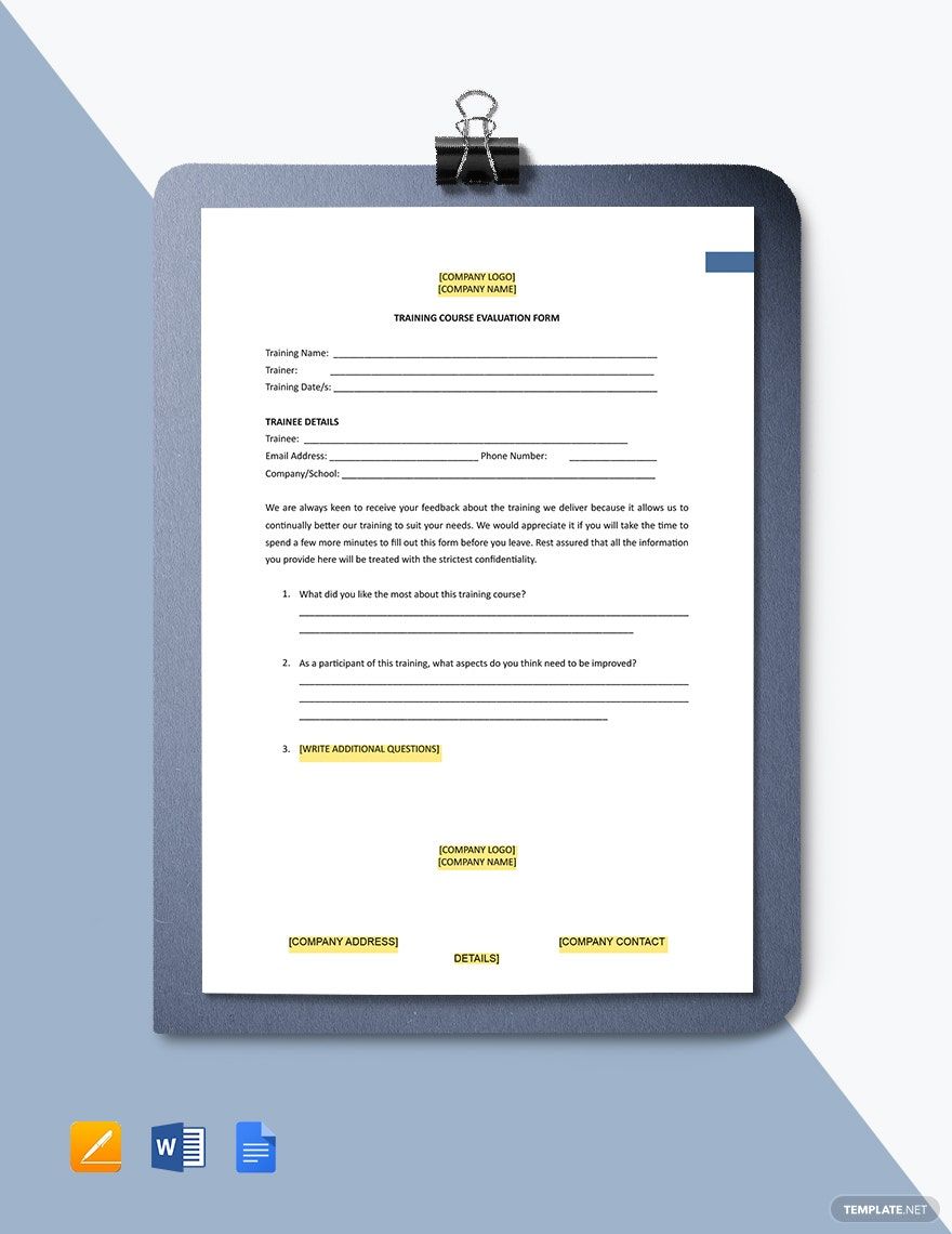 Training Course Evaluation Form Template Word Google Docs Apple Training Course Evaluation Form Template Word Google Docs Apple