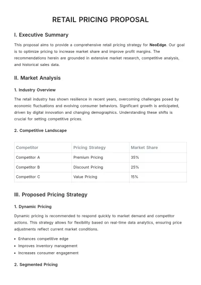 Free Retail Pricing Proposal Template to Edit Online