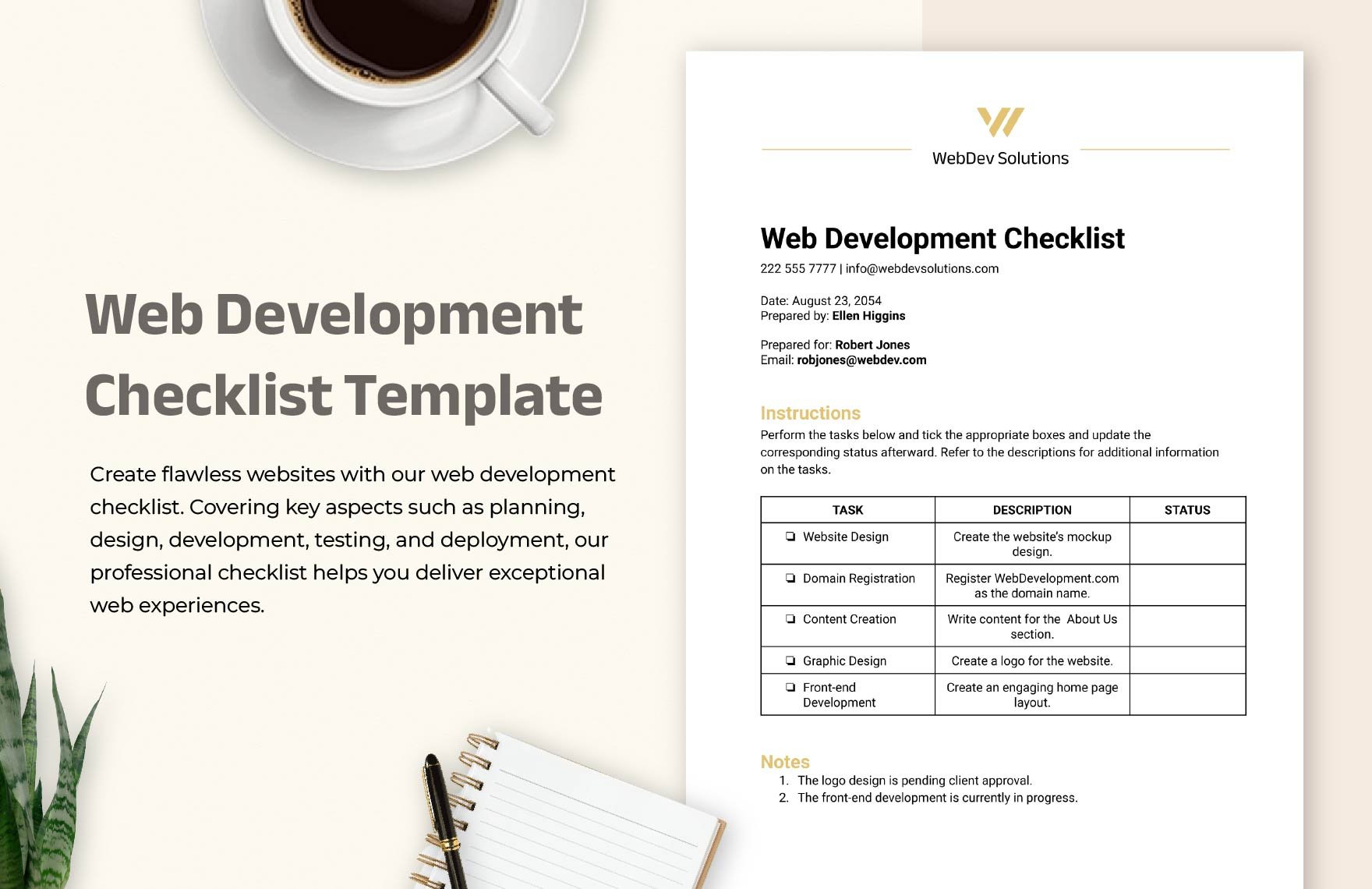 Free Web Development Checklist Template