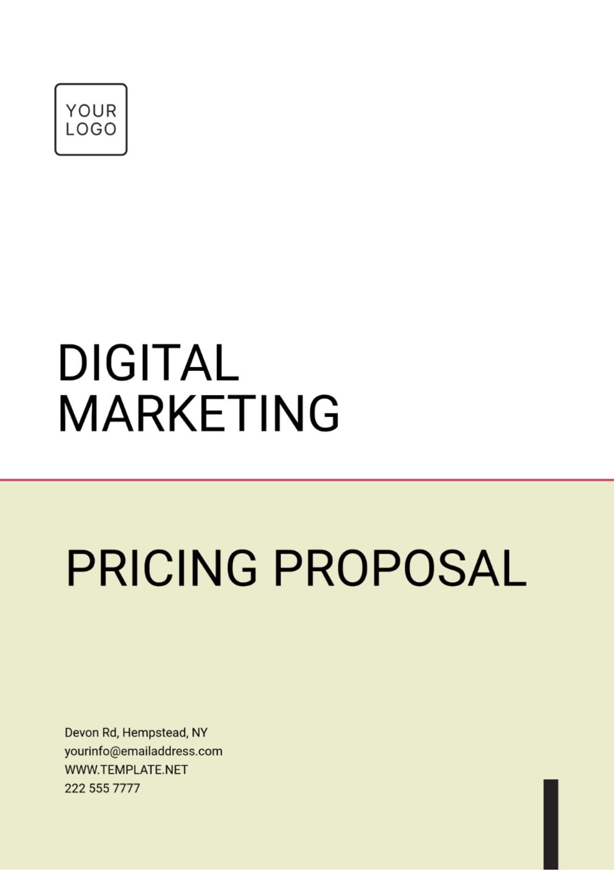 Digital Marketing Pricing Proposal Template - Edit Online & Download