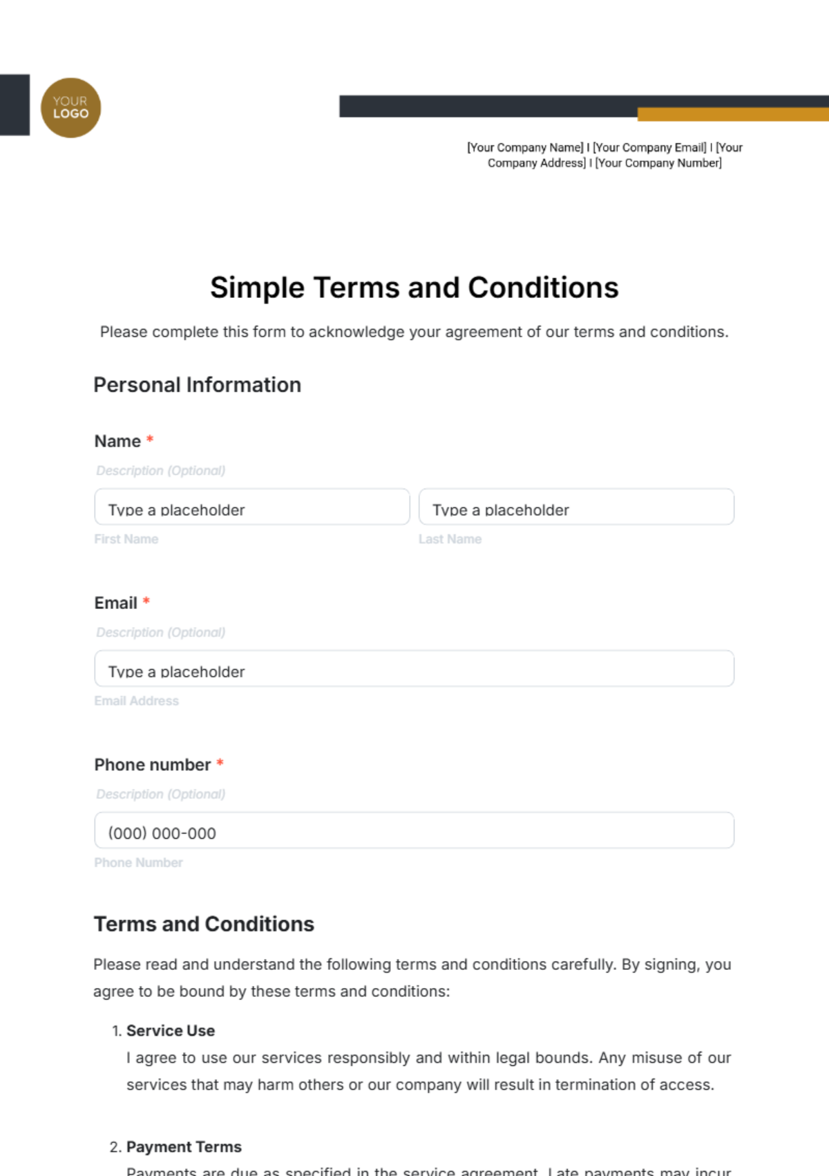 Simple Terms and Conditions Template