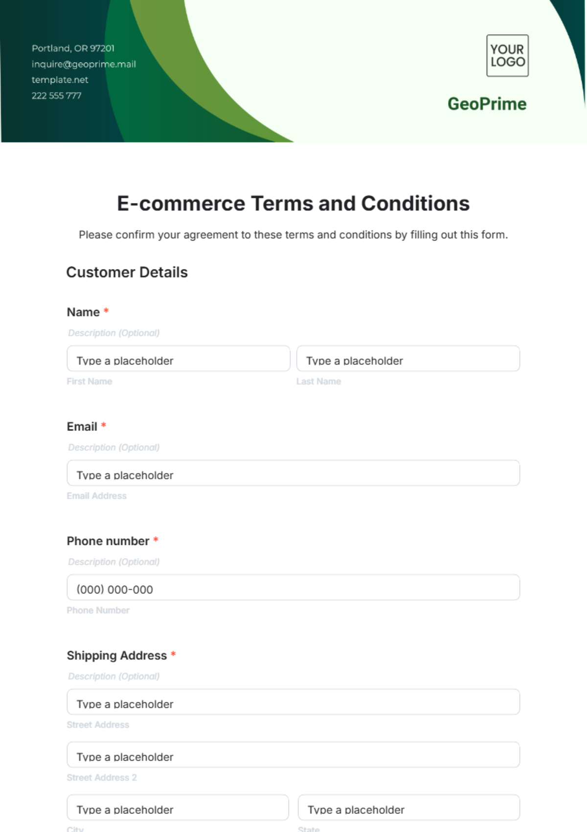 E-commerce Terms and Conditions Template