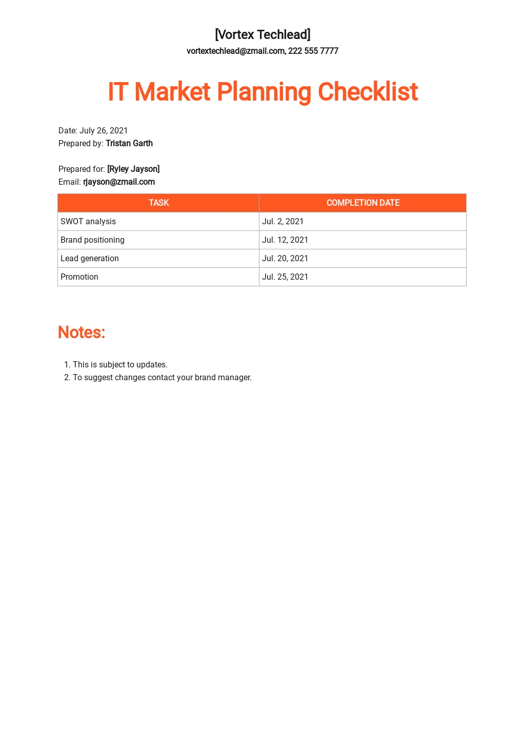 Free Multipurpose Class List Template