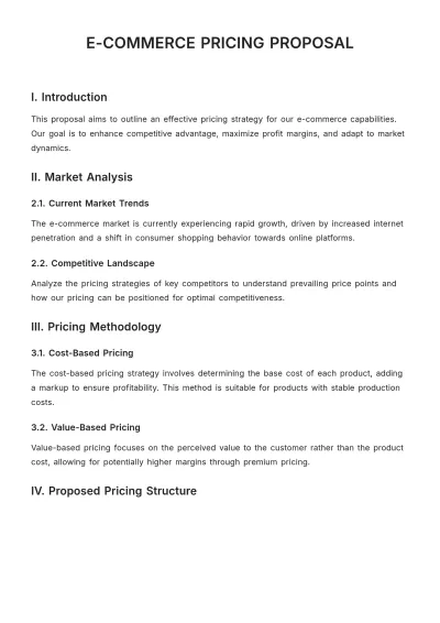 Free E-commerce Pricing Proposal Template to Edit Online