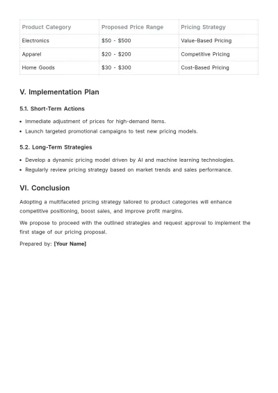 Free E-commerce Pricing Proposal Template to Edit Online