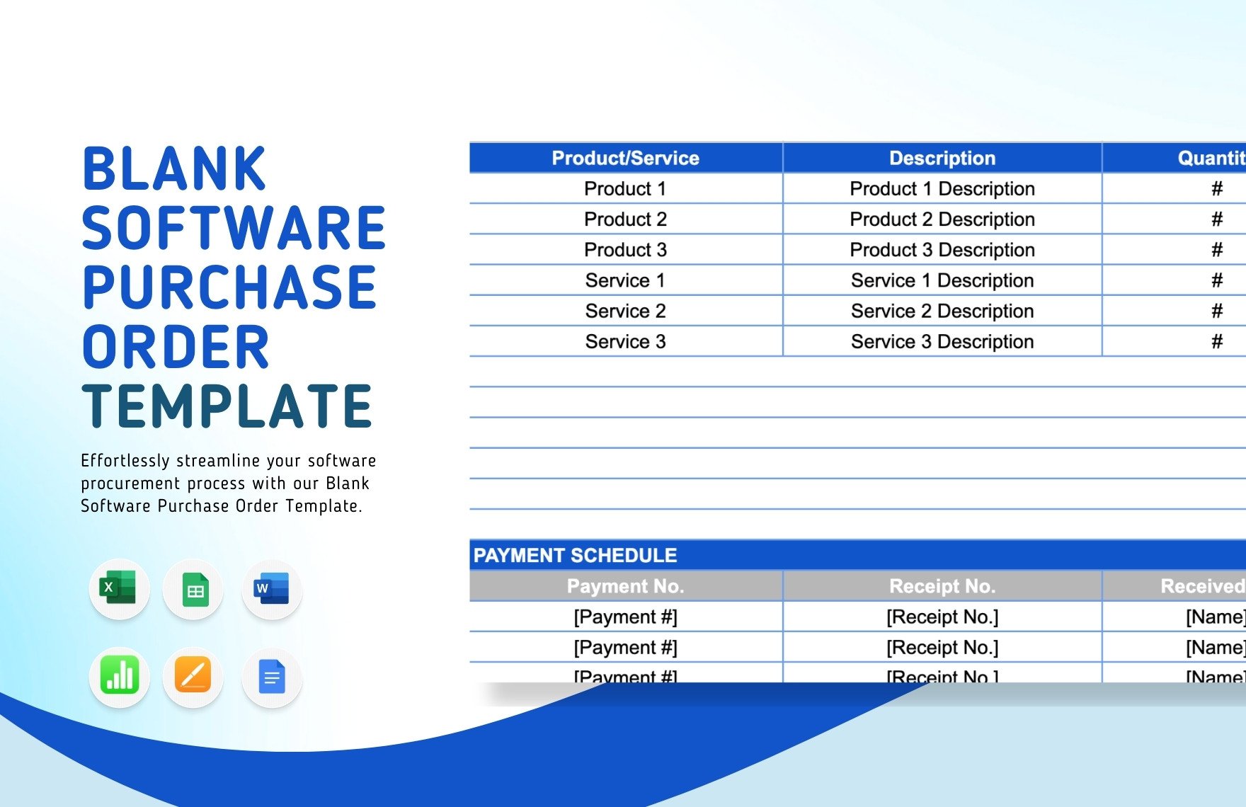 Blank Software Purchase Order Template