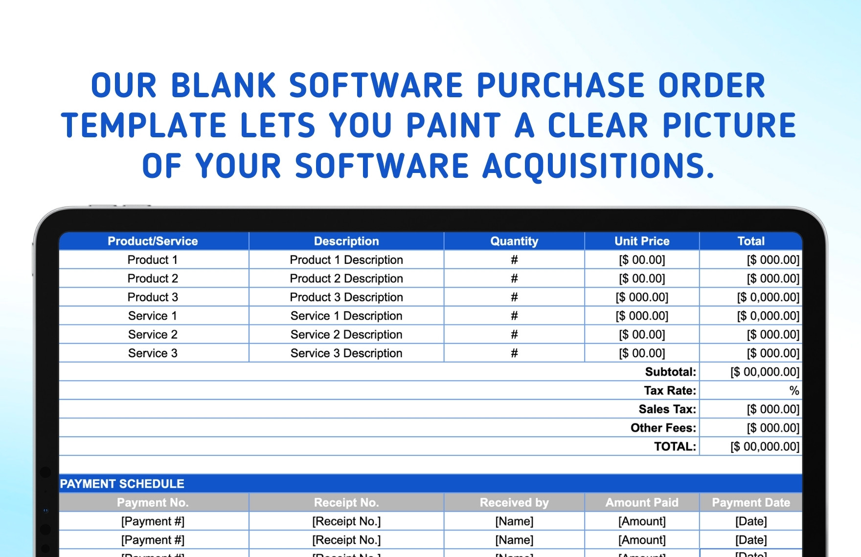 Blank Software Purchase Order Template