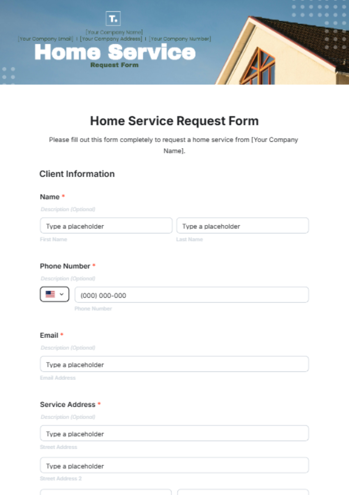 Home Service Request Form Template - Edit Online & Download