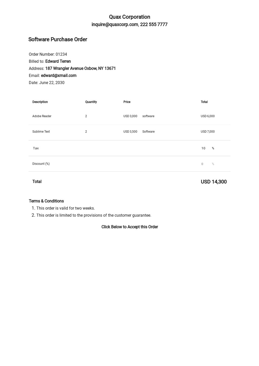 Free Simple Software Purchase Order Template.jpe