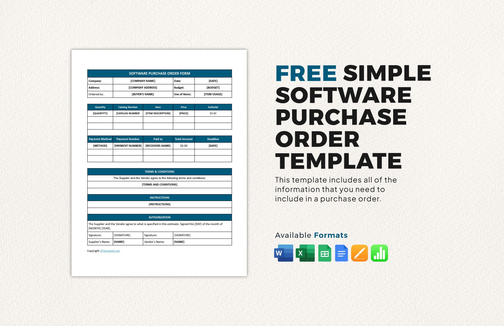 Simple Software Purchase Order Template