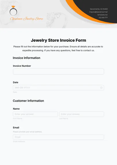Free Jewelry Store Invoice Form Template to Edit Online