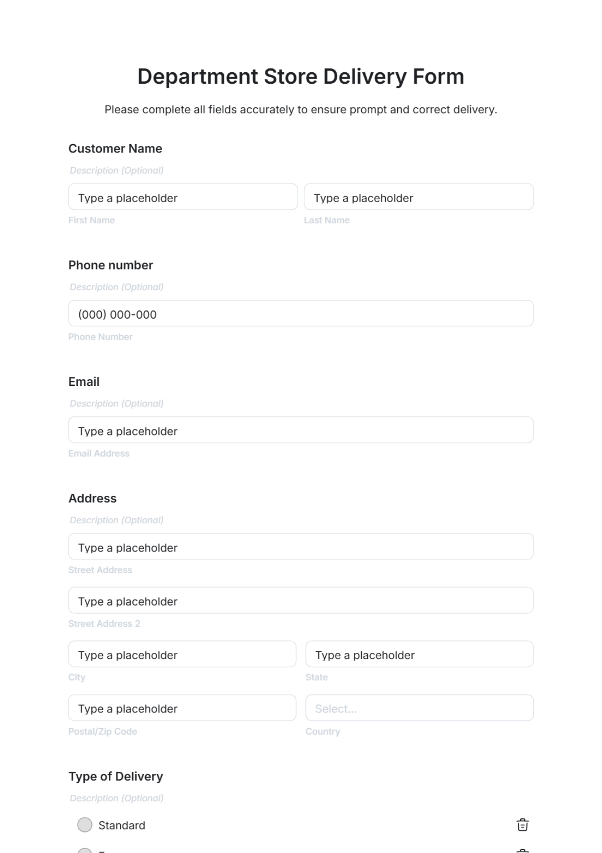 Department Store Delivery Form Template - Edit Online & Download