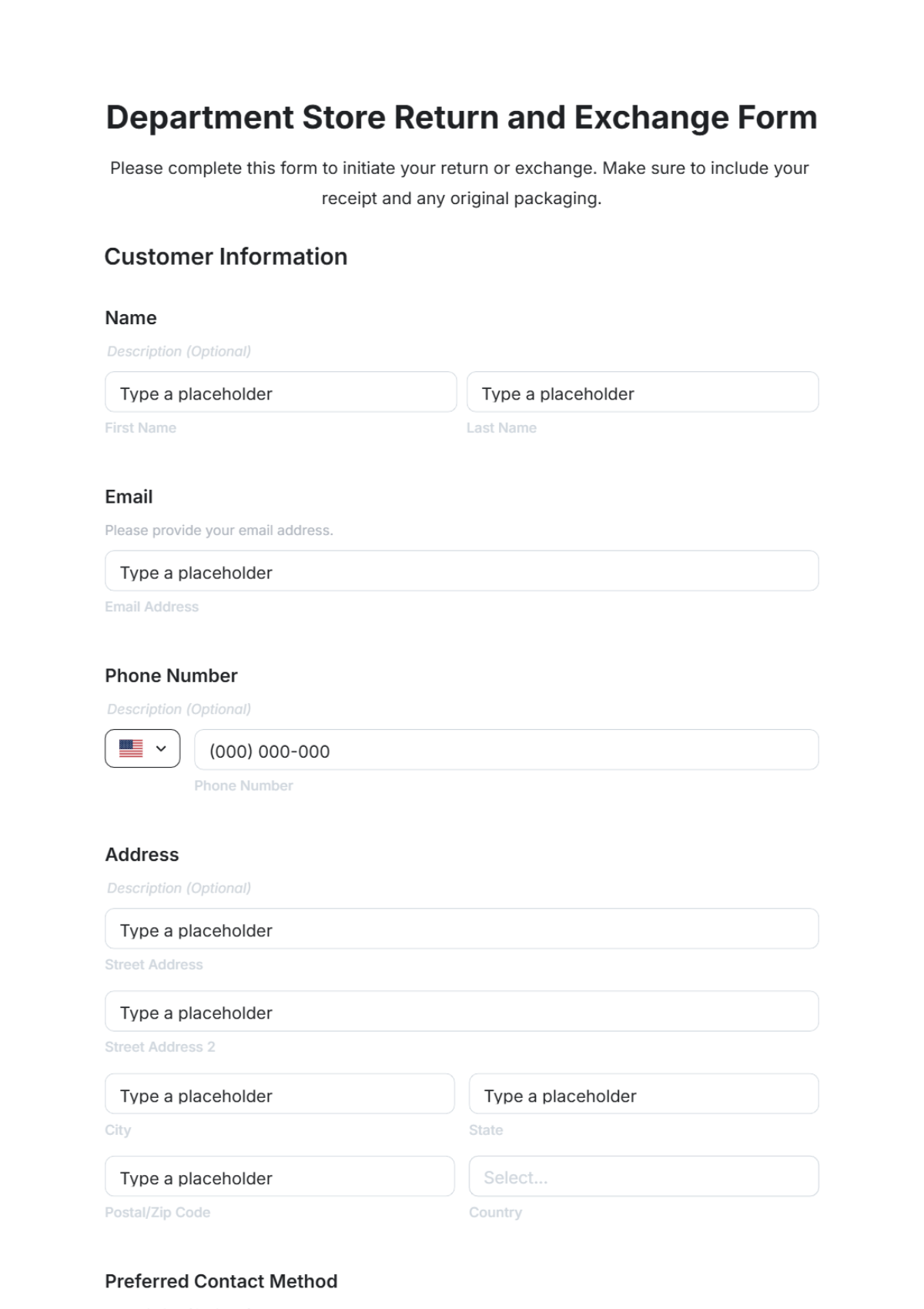 Department Store Return and Exchange Form Template - Edit Online & Download