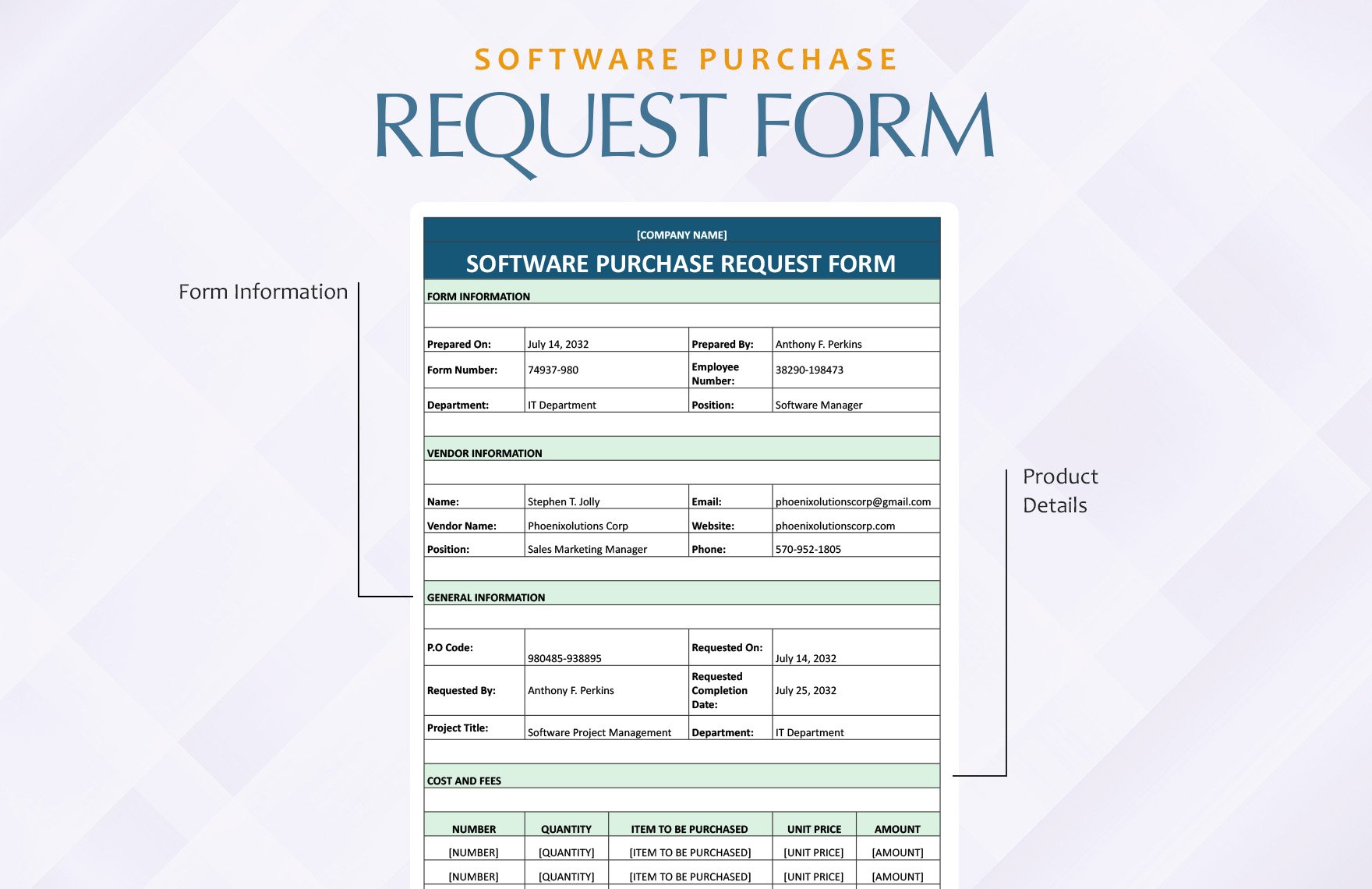 Software Purchase Request Form Template