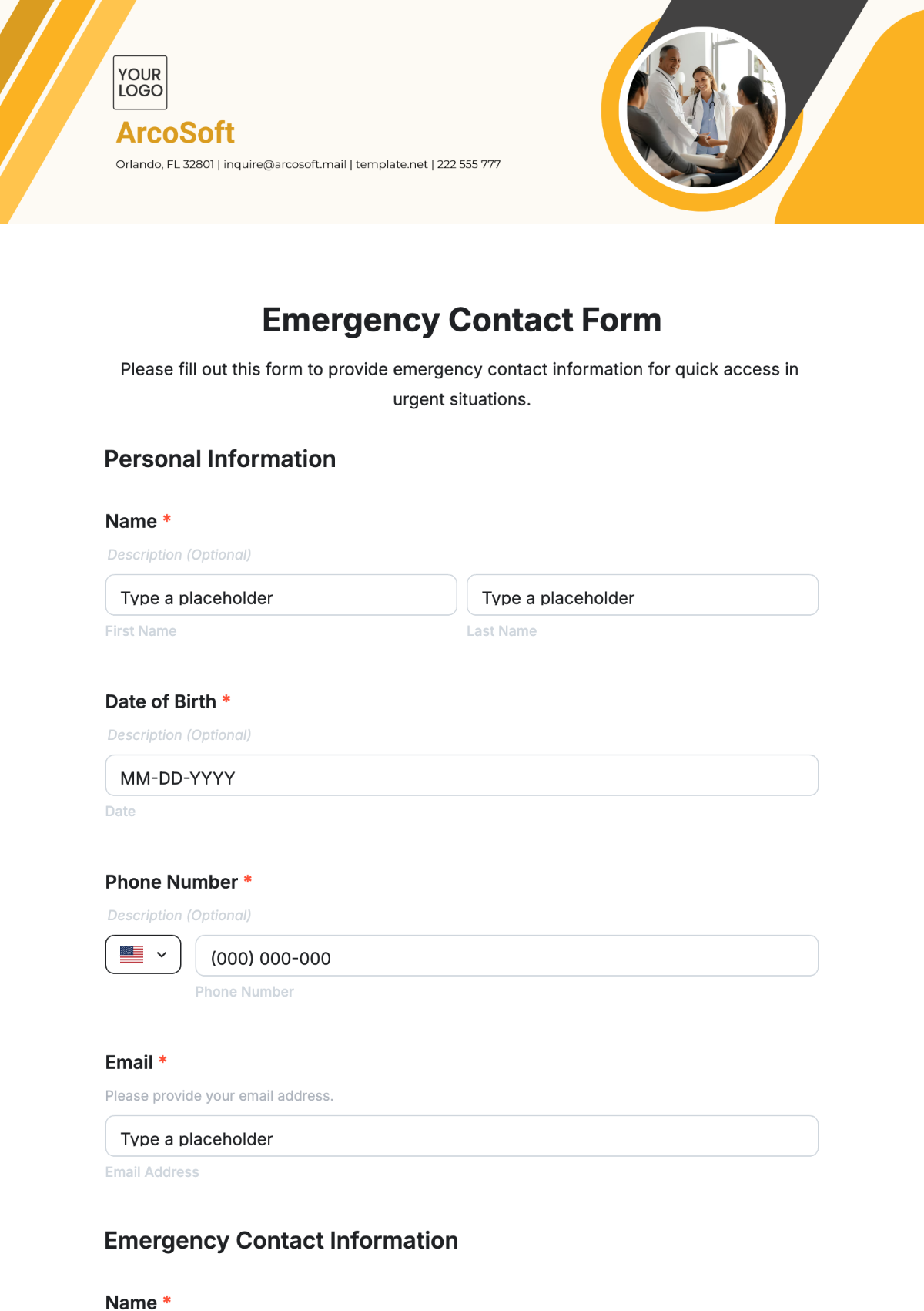 Emergency Contact Form Template - Edit Online & Download