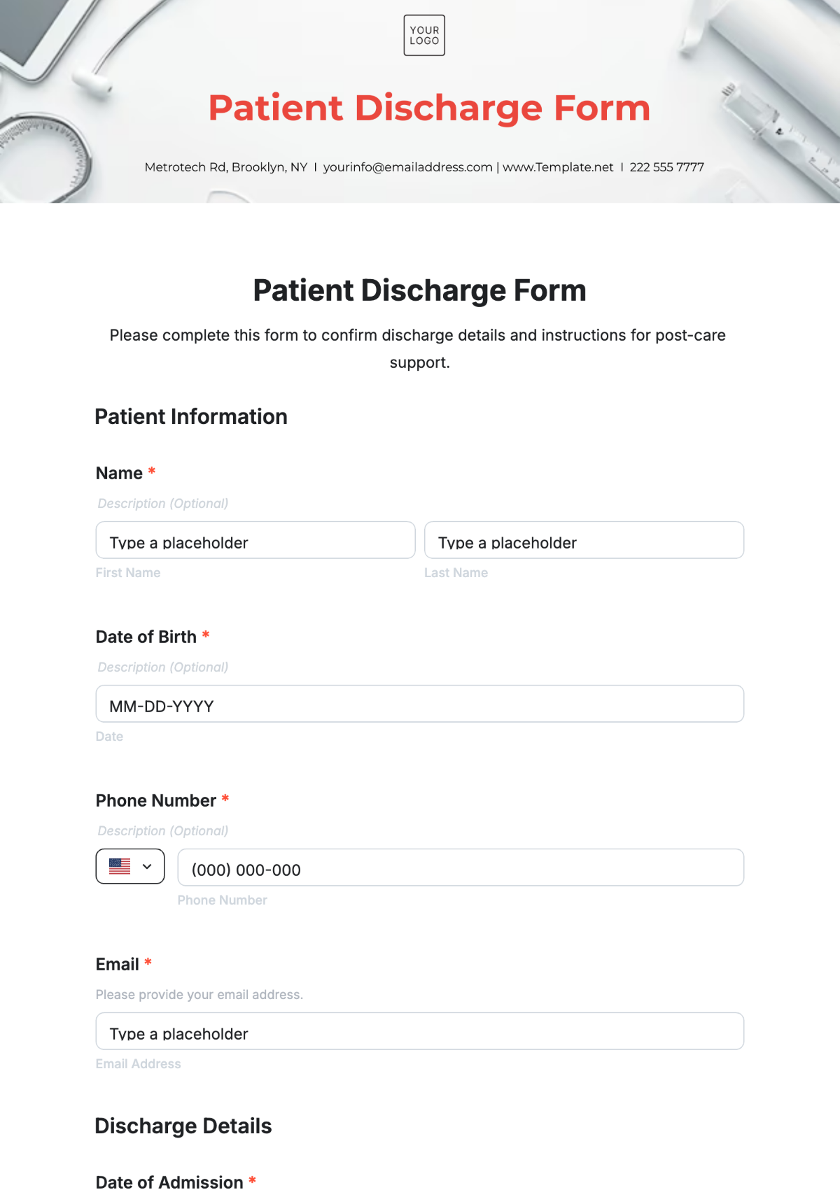 Patient Discharge Form Template - Edit Online & Download