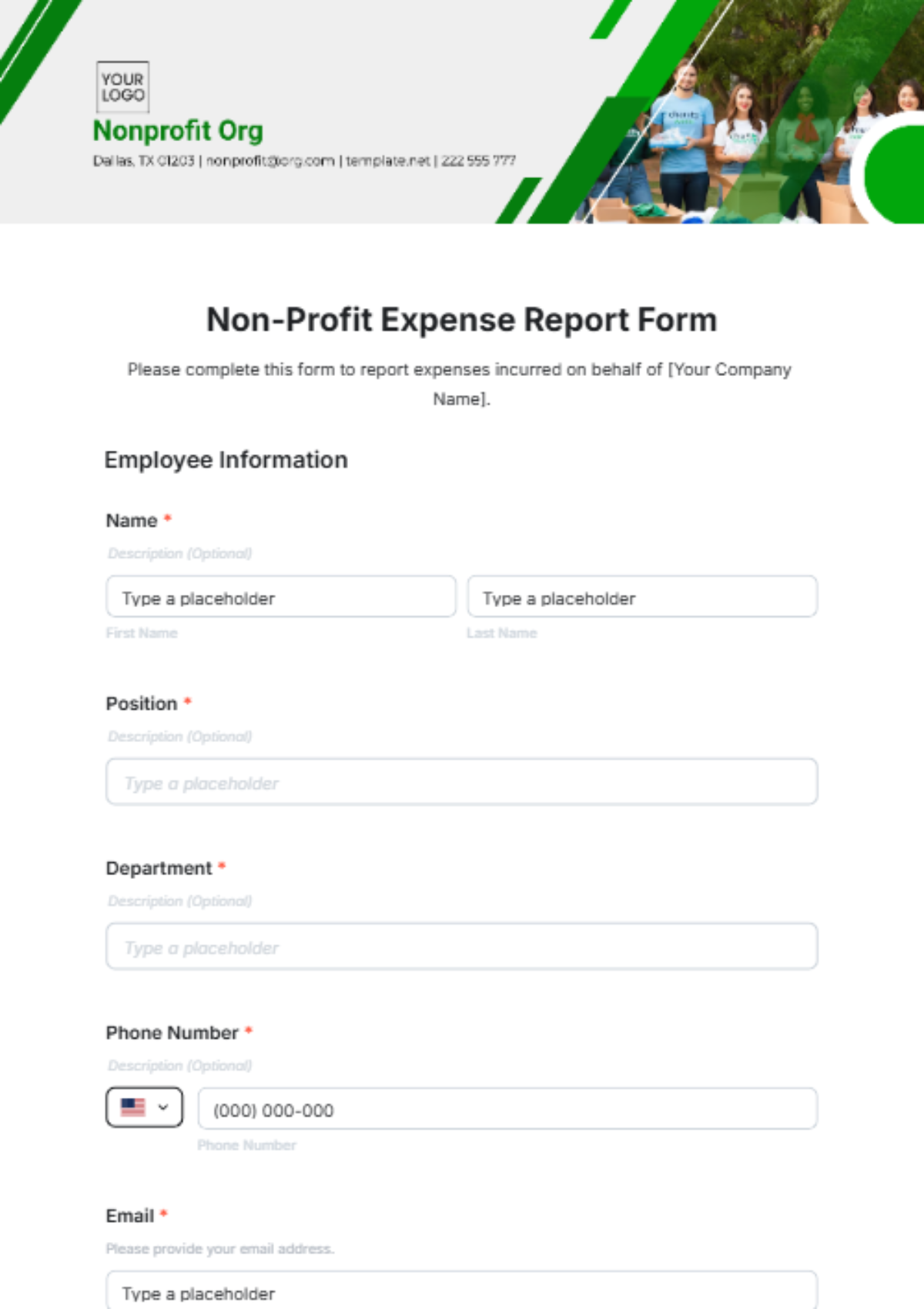 Non-Profit Expense Report Form Template - Edit Online & Download