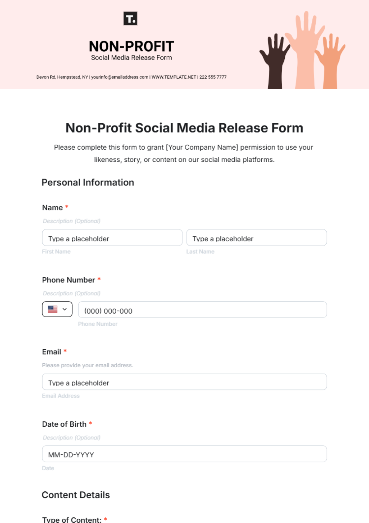 Non-Profit Social Media Release Form Template - Edit Online & Download