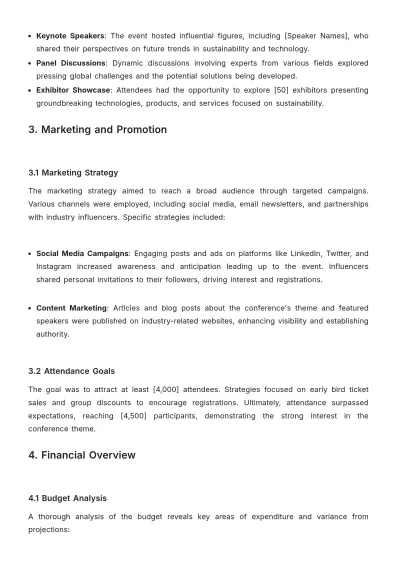 Free Event Planner Report Template to Edit Online