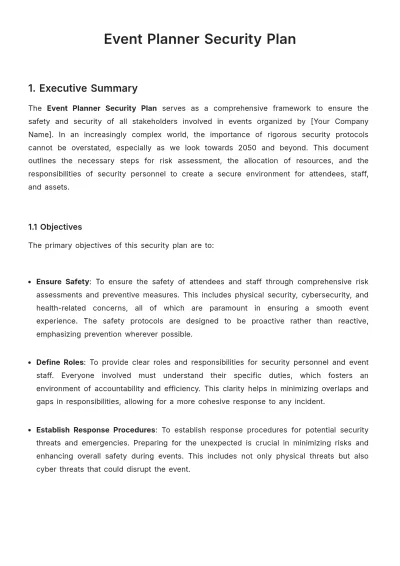 Free Event Planner Security Plan Template to Edit Online