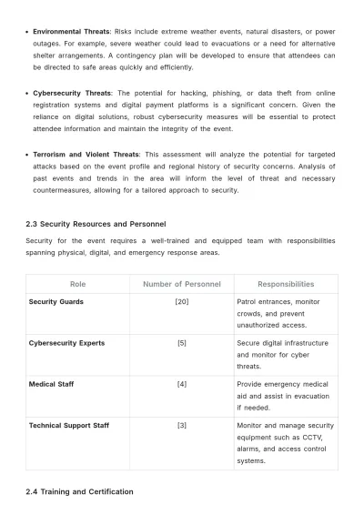 Free Event Planner Security Plan Template to Edit Online