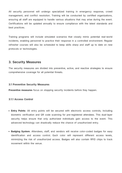 Free Event Planner Security Plan Template to Edit Online
