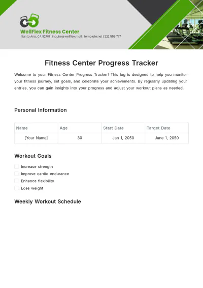 Free Fitness Center Progress Tracker Template to Edit Online