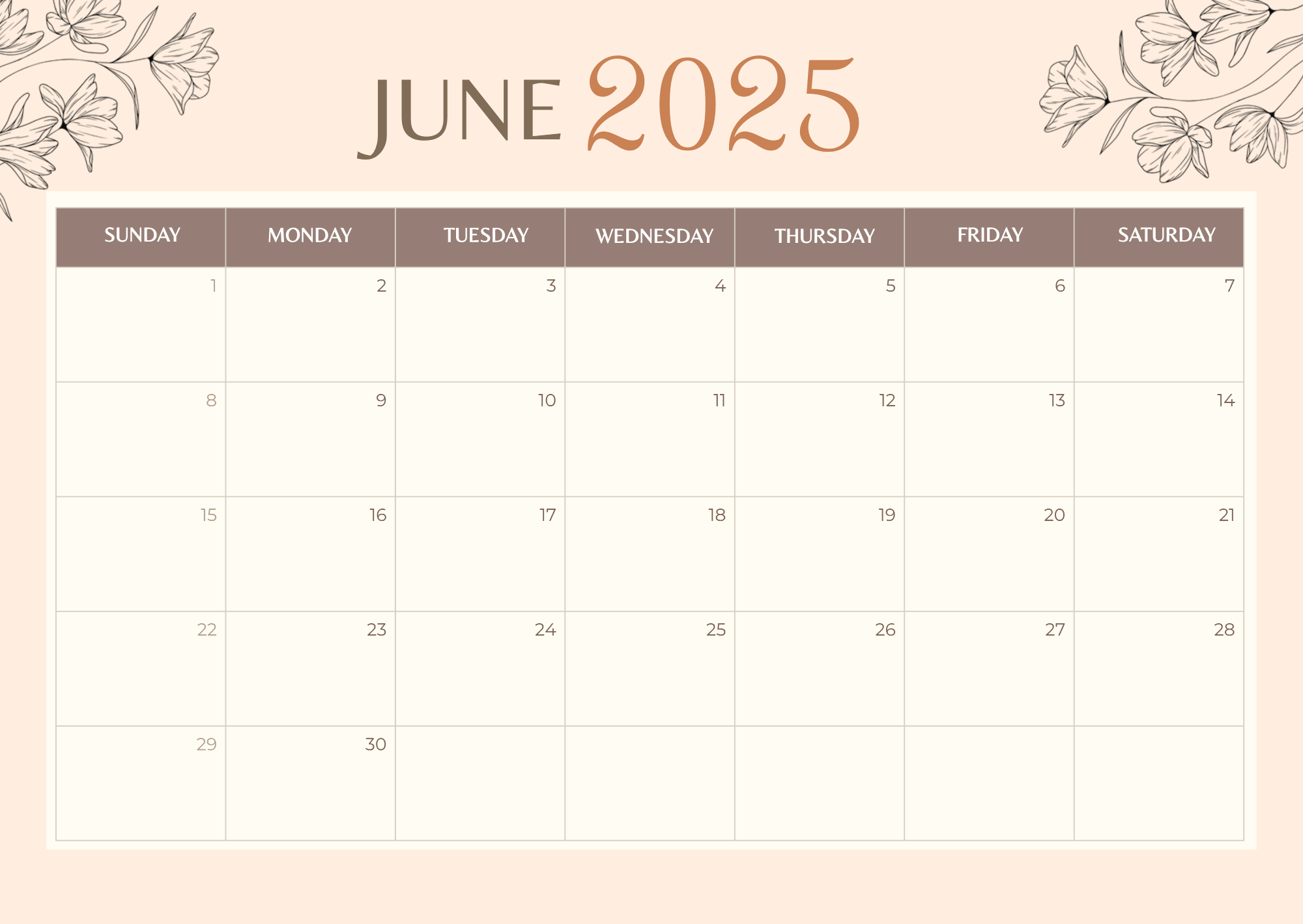 Free Aesthetic 2025 Calendar Template to Edit Online