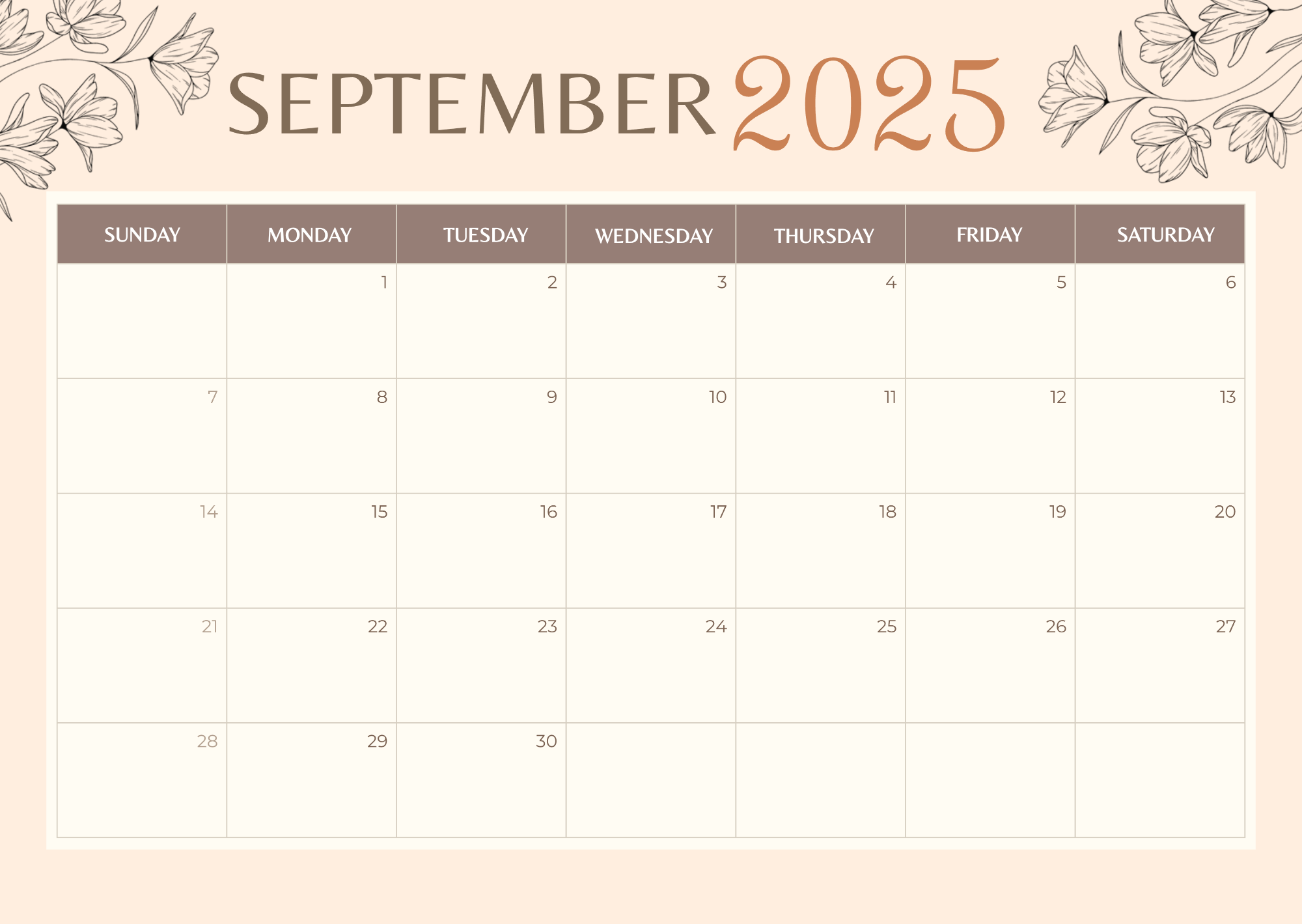 Free Aesthetic 2025 Calendar Template to Edit Online
