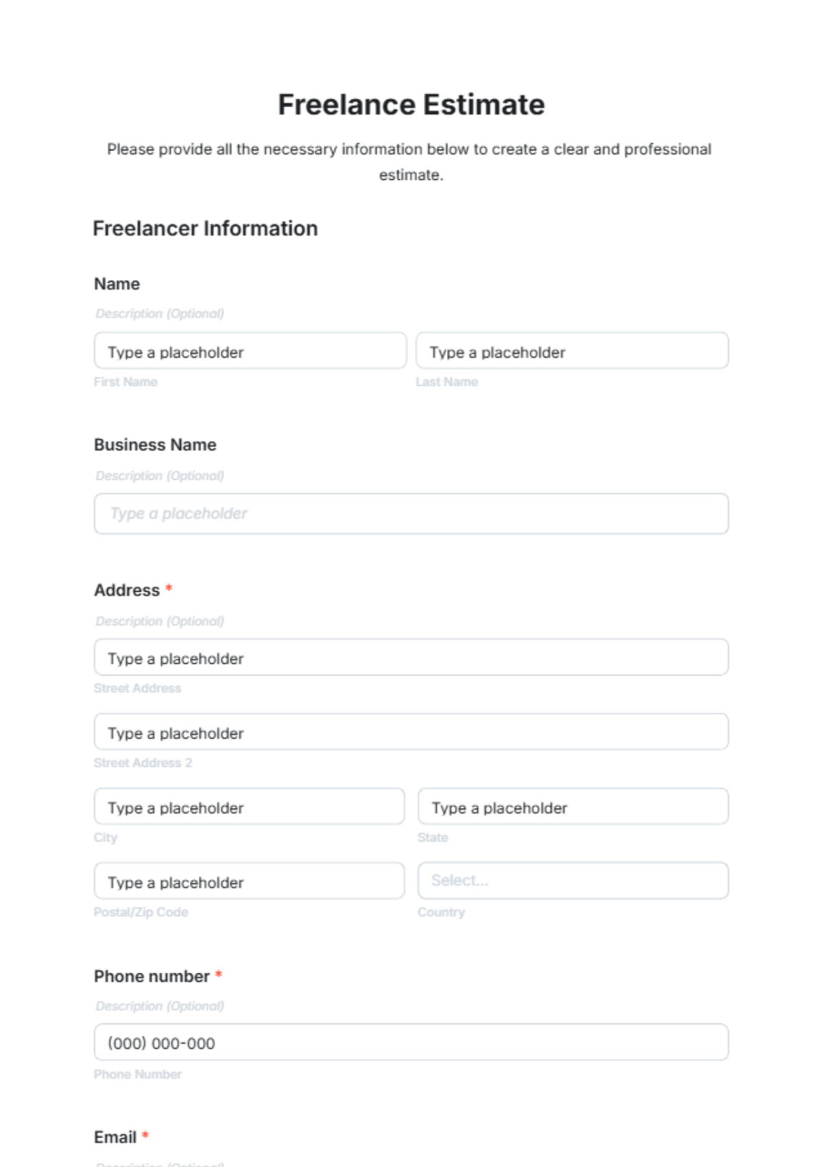 Freelance Estimate Template