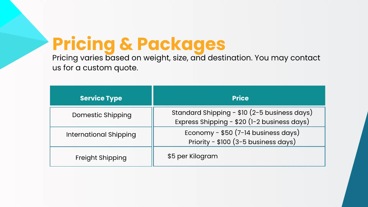 Free Shipping Company Presentation Template to Edit Online