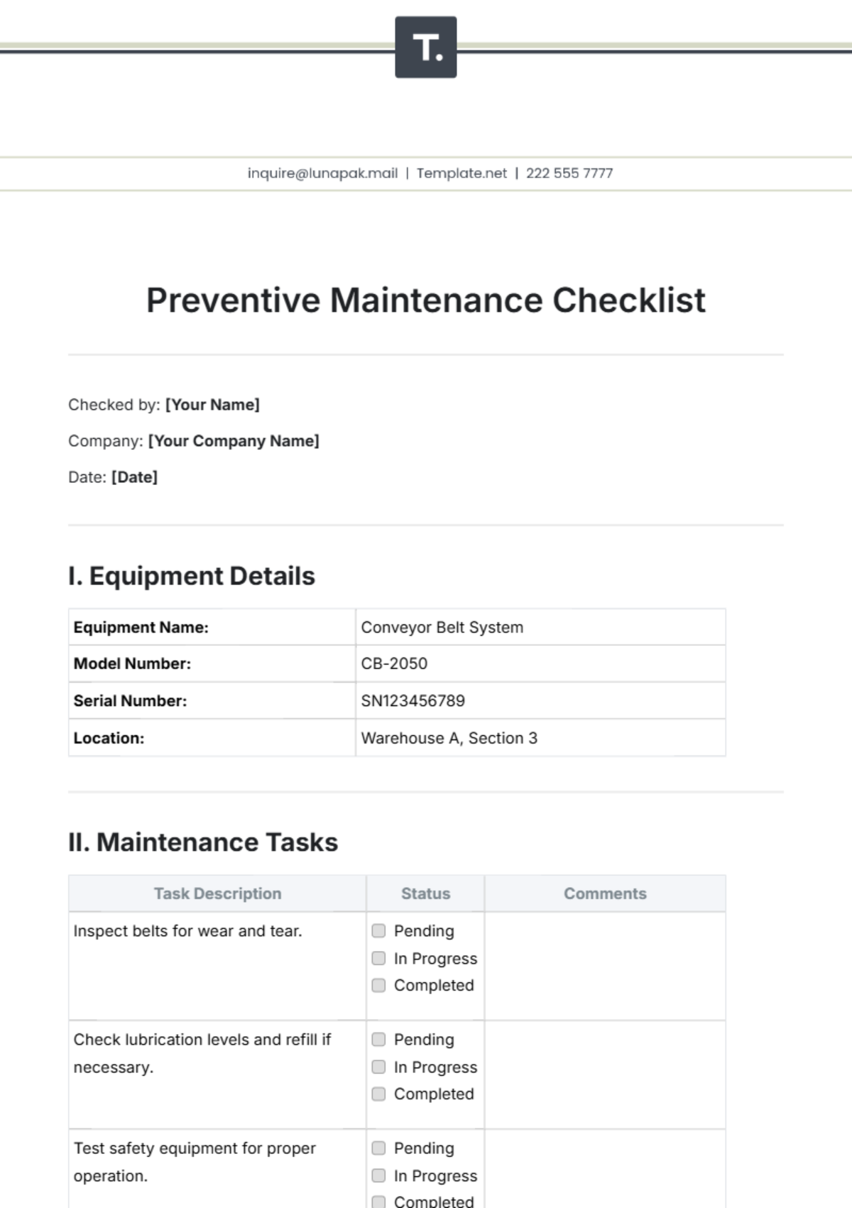 Free Maintenance Checklist Template To Edit Online Free Maintenance Checklist Template To Edit Online