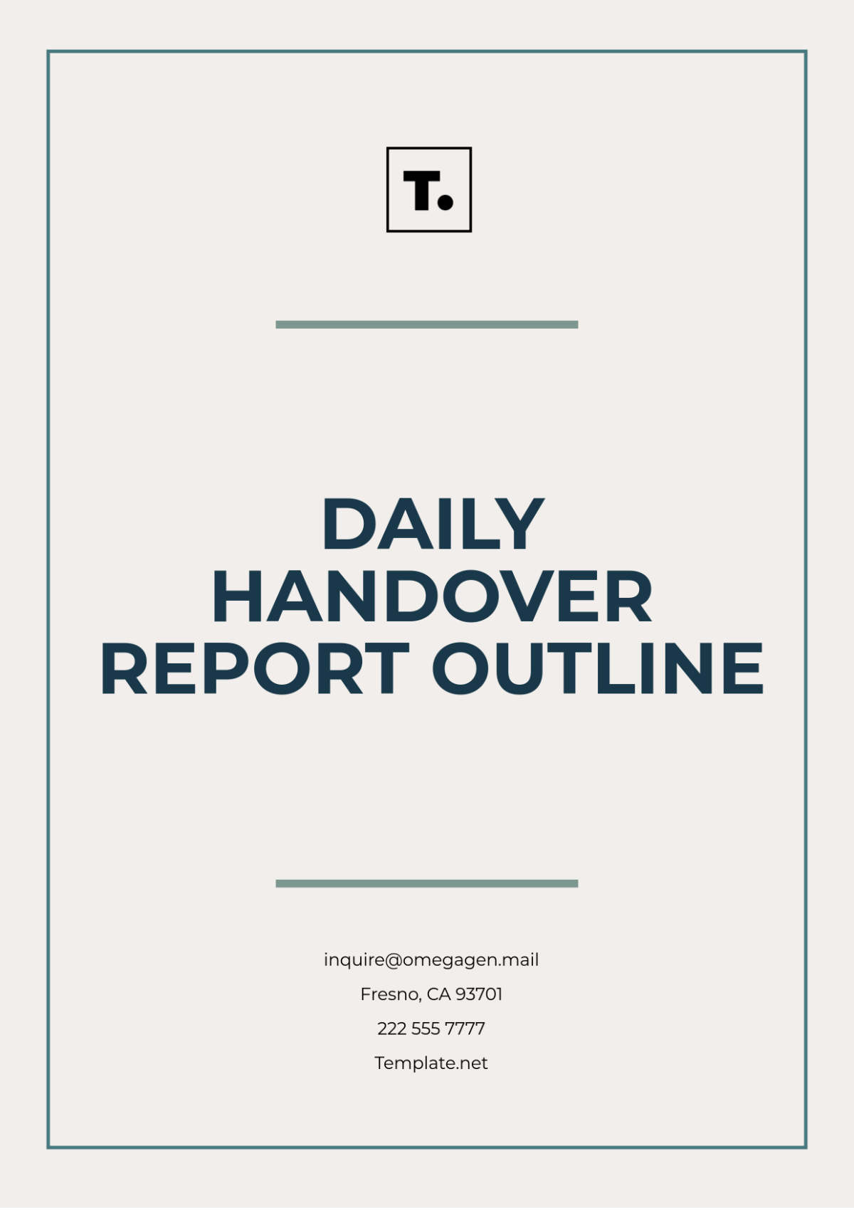 Daily Handover Report Outline Template - Edit Online & Download