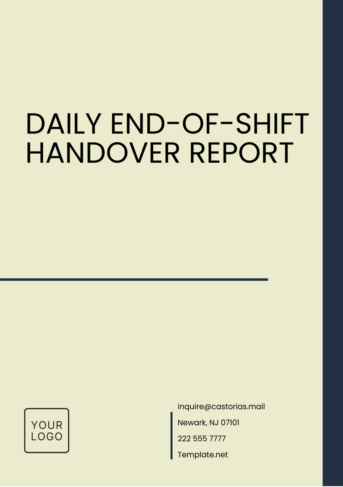 Daily End of Shift Handover Report Template - Edit Online & Download