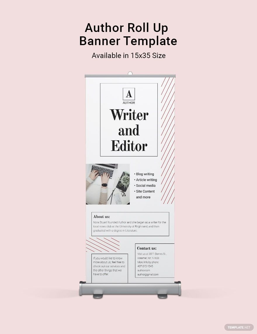 Author Roll Up Banner Template in Illustrator, PSD, Apple Pages, InDesign