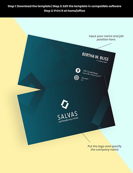 It Consultant Business Card Template Word Psd Indesign Apple Mac Pages Publisher Illustrator