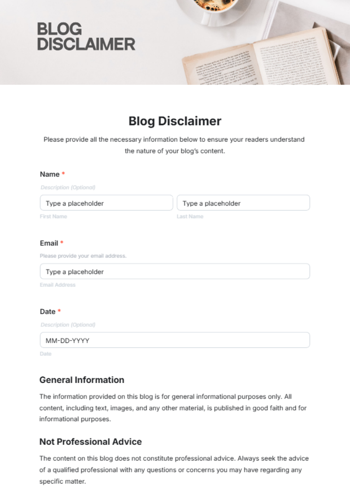 Blog Disclaimer Template