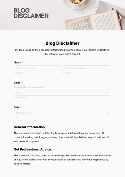 Free Blog Disclaimer Template to Edit Online