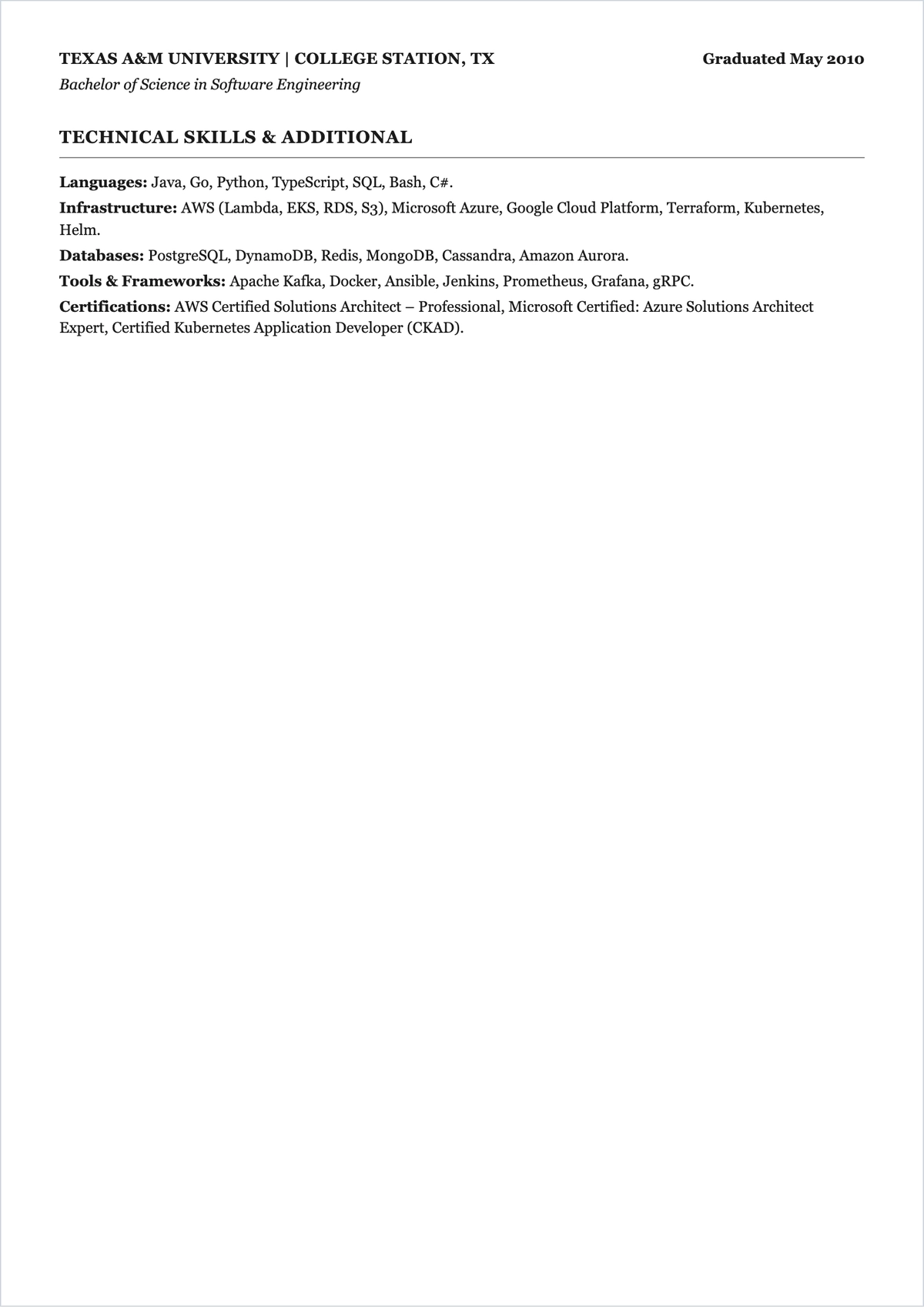 Free Simple Solution Architect ATS Resume Template, AI Resume Builder