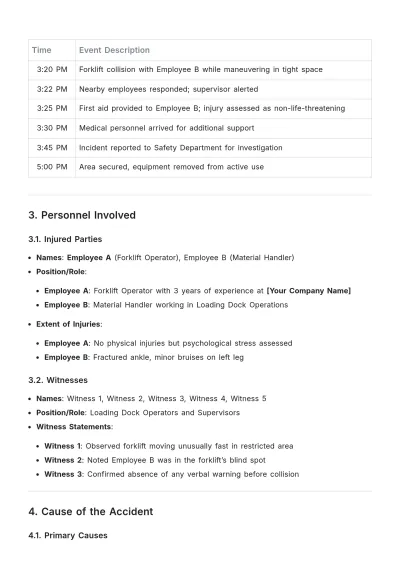 Free Sample Accident Report Template to Edit Online